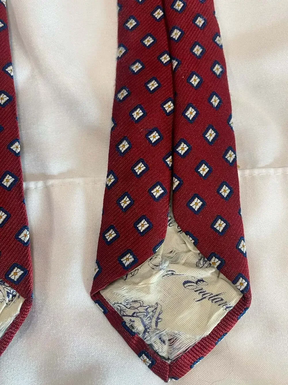 Pride of England Vintage Red Silk Diamond Foulard Necktie Made for Joe's Mens St